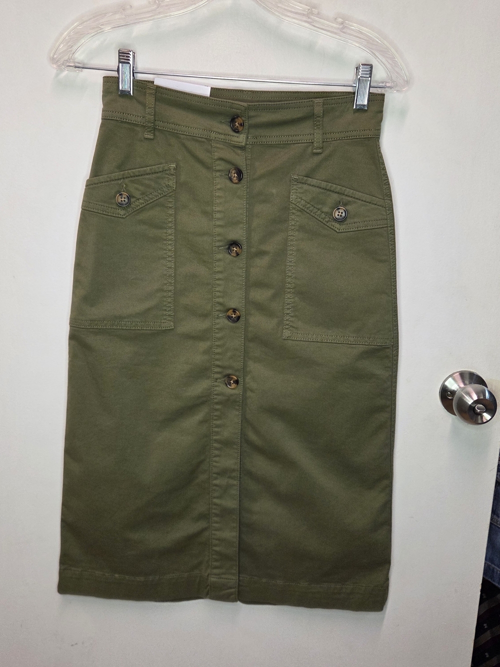 NWT Joe’s Jeans The Premium Cargo Midi Skirt Olive Green 24